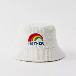 MOTHER Cream Bucket Hat with Vibrant Rainbow Design